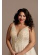 Plunging-V Illusion Beaded Plus Size Wedding Dress  9LBSWG837