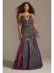 Plunging-V Metallic Iridescent Plus Size Dress Night Studio S9074W