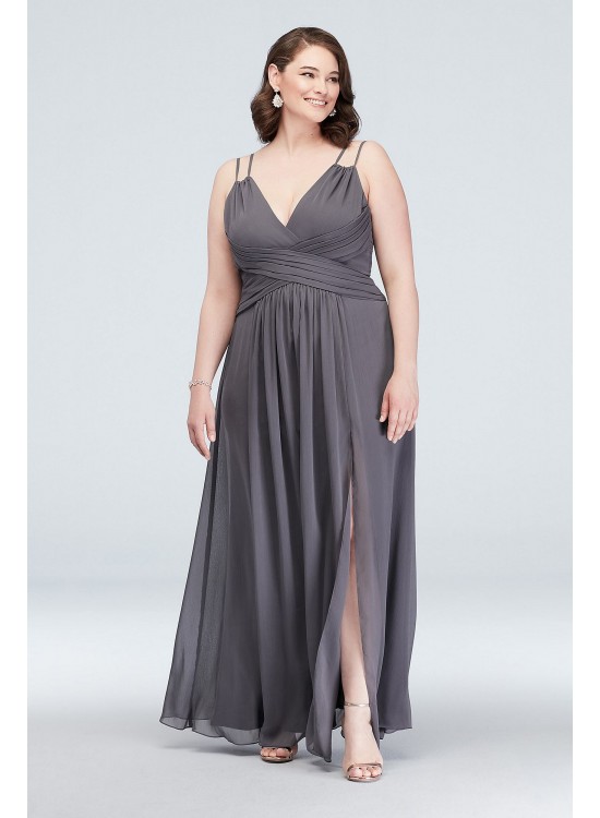 Plunging V-Neck Crinkle Chiffon Bridesmaid Dress  F19837