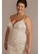 Plunging V-Neck Godet Skirt Plus Size Wedding Gown DB Studio 9WG4064