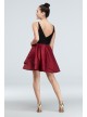 Plunging-V Satin Double Hem Fit and Flare Dress Blondie Nites 1578BN