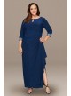 Plus A-Line Cascade Dress with Embellished Sleeves Alex Evenings 4351416