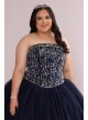 Plus Beaded and Satin Tulle Strapless Quince Dress Fifteen Roses 8FR2109