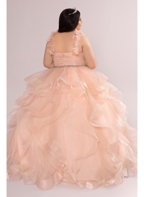 Plus Convertible Ruffle Tulle Quince Dress Fifteen Roses 8FR2101