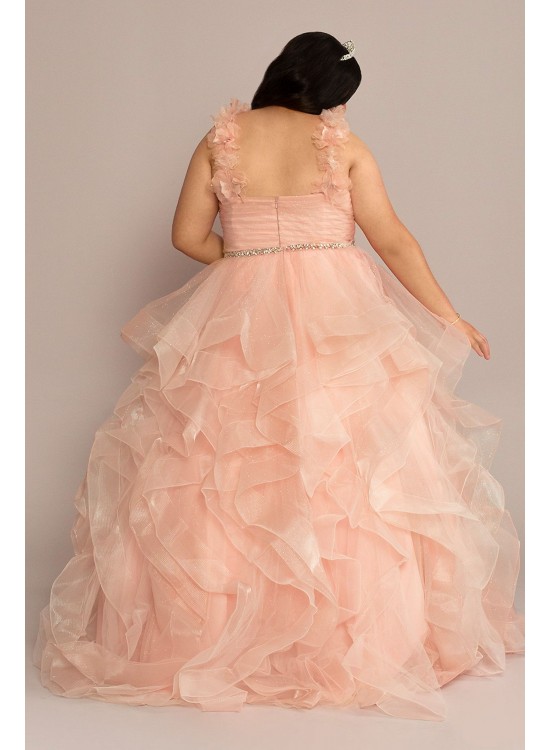 Plus Convertible Ruffle Tulle Quince Dress Fifteen Roses 8FR2101