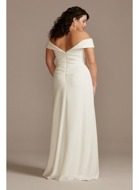 Plus Crepe Off-the-Shoulder Sheath Wedding Dress DB Studio 9WG4033