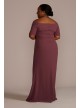 Plus Crepe Off the Shoulder Sheath with Skirt Slit Oleg Cassini WBM2739W