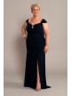 Plus Jersey Gown with Swag Sleeves and Crystals  WBM2574W