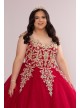 Plus Metallic Lace Tulle Quince Dress with Keyhole Fifteen Roses 8FR2104