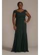 Plus Off-the-Shoulder Ruched Crepe Mermaid Dress Oleg Cassini WBM2427V4W