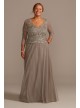 Plus Size A-Line Mesh Dress with Beaded Top  WGIN18806W