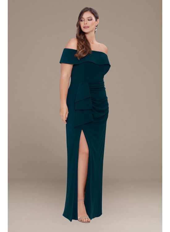 Plus Size Crepe Off the Shoulder Dress with Ruffle Xscape 3760XW