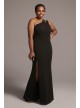 Plus Size Cutout One-Shoulder Crepe Gown with Slit David&#039;s Bridal WBM2061W