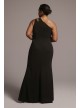 Plus Size Cutout One-Shoulder Crepe Gown with Slit David&#039;s Bridal WBM2061W