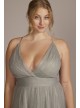 Plus Size Deep-V Sparkle A-Line Prom Dress Jules and Cleo D24NY22013W