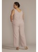 Plus Size Embroidered Chiffon Three-Piece Pantsuit Le Bos 29852