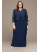 Plus Size Empire Waist Lace Dress with Open Jacket Alex Evenings 84122475