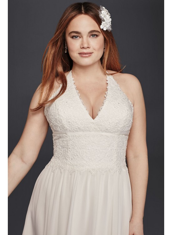 Plus Size Lace Sheath Halter Wedding Dress Galina 9WG3819