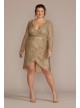 Plus Size Long Sleeve Sequin Wrap Style Dress DB Studio D39NY22273W