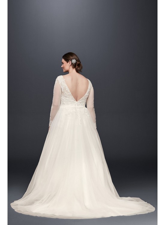 Plus Size Long Sleeve Wedding Dress With Low Back  Collection 9WG3831