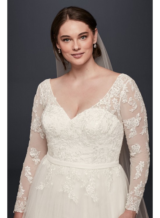 Plus Size Long Sleeve Wedding Dress With Low Back  Collection 9WG3831