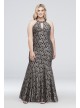 Plus Size Mermaid Gown with Contrast Lace Morgan and Co 21689W