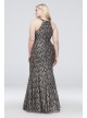 Plus Size Mermaid Gown with Contrast Lace Morgan and Co 21689W