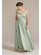 Plus Size Off-the-Shoulder Pleated Satin A-Line Oleg Cassini D40NY22242W