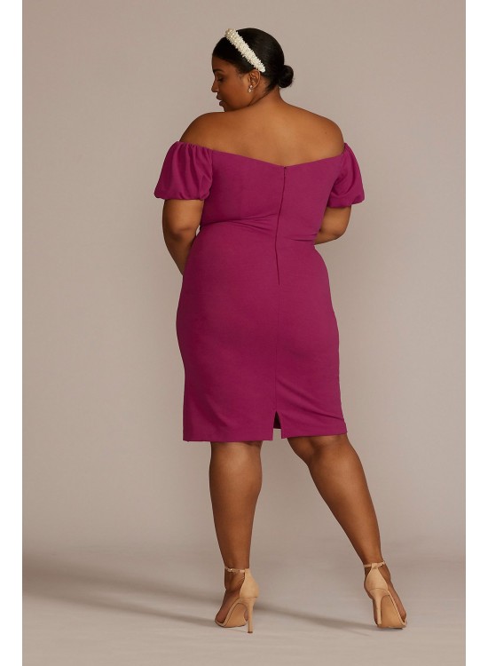 Plus Size Off-the-Shoulder Puff Sleeve Midi Dress DB Studio D39NY22326W