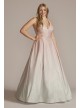 Plus Size Ombre Plunging Ball Gown with Jewels I Dream in Gold WBM3079W