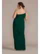 Plus Size One-Shoulder Crepe Sheath with Cascade DB Studio WBM3009V3W