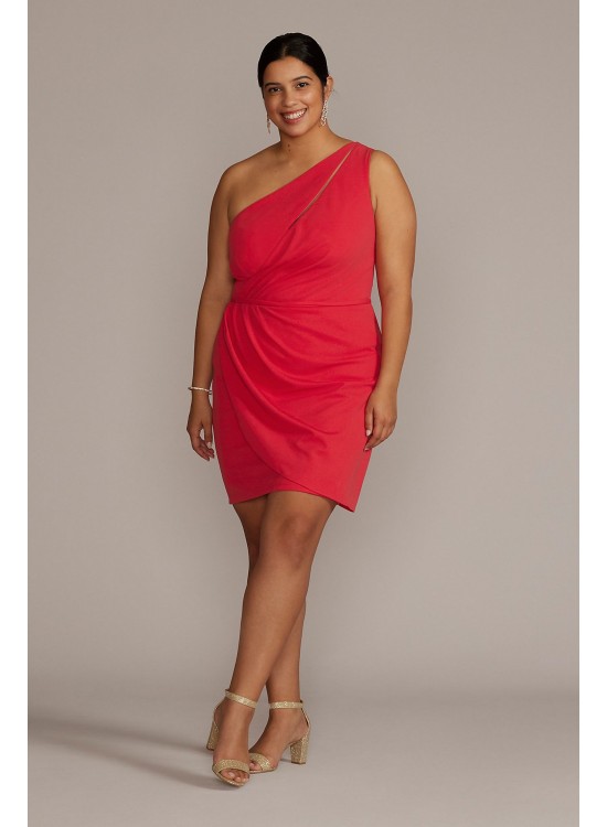 Plus Size One Shoulder Mini Dress with Cutout DB Studio WBM3089W