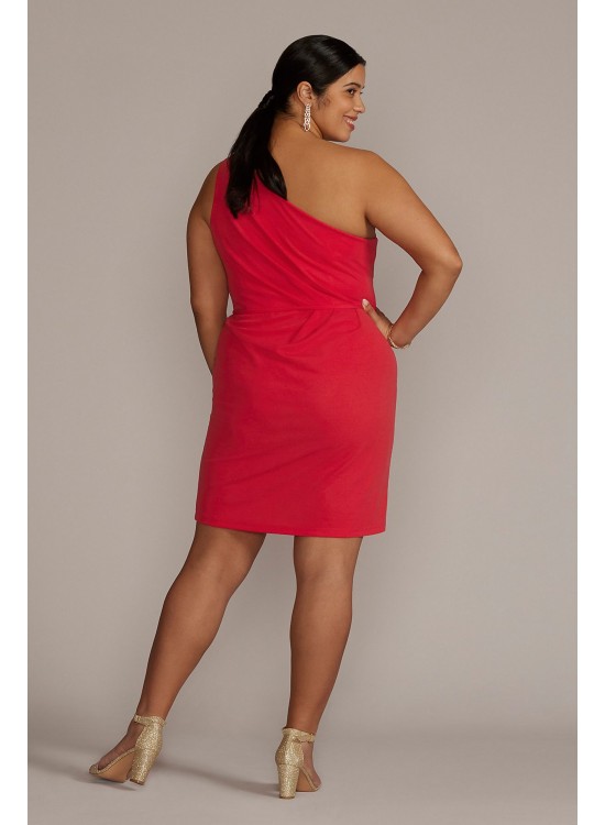 Plus Size One Shoulder Mini Dress with Cutout DB Studio WBM3089W