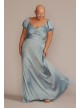 Plus Size Puff Sleeve Satin Gown DB Studio D21NY22152V2W