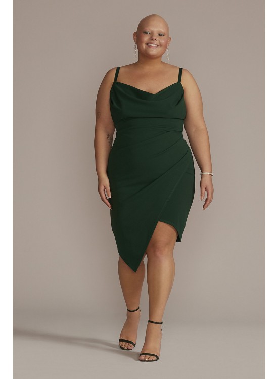 Plus Size Ruched Crepe Dress with Asymmetrical Hem Emerald Sundae GCVP3405