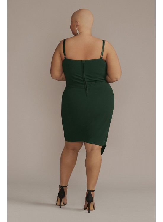 Plus Size Ruched Crepe Dress with Asymmetrical Hem Emerald Sundae GCVP3405