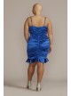 Plus Size Ruched Satin Mini Dress with Ruffled Hem Jules and Cleo WBM2912W