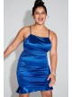 Plus Size Ruched Satin Mini Dress with Ruffled Hem Jules and Cleo WBM2912W