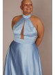 Plus Size Satin Halter A-Line with Bodice Cutout Jules and Cleo D24NY22085V2W