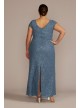 Plus Size Short Sleeve Sequin Lace Sheath Gown Oleg Cassini WBM3124W