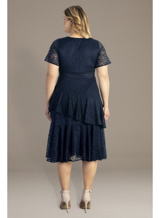 Plus Size Short Sleeve Tiered Lace Midi Dress Kiyonna 18220901