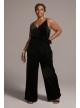 Plus Size V-Neck Velvet Jumpsuit with Tie Waist DB Studio WBM2796W