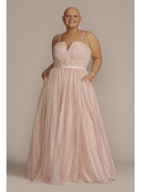 Plus Size V-Notch Strapless Sparkle Prom Gown Jules and Cleo D24NY22077W