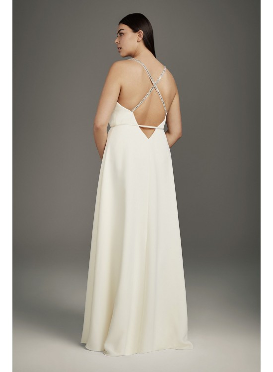 Plus Wrap Gown with Jeweled Crisscross Low Back  8VW351495