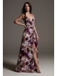 Printed Charmeuse Bridesmaid Dress with V-Neckline  VW360549P