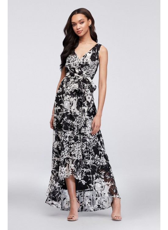 Printed Chiffon Faux-Wrap Bridesmaid Dress  F19748P