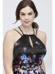 Printed Halter Plus Size Dress with Lace-Up Back Morgan and Co 12512W