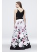 Printed Mikado V-Neck Dress with Illusion Cutouts Xscape 2269X