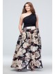 Printed Satin One-Shoulder Plus-Size Ball Gown Betsy and Adam A21528W