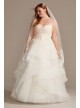 Printed Tulle Tiered Skirt Plus Size Wedding Dress  8CWG845